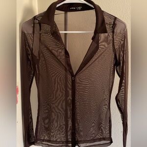 Brown mesh blouse